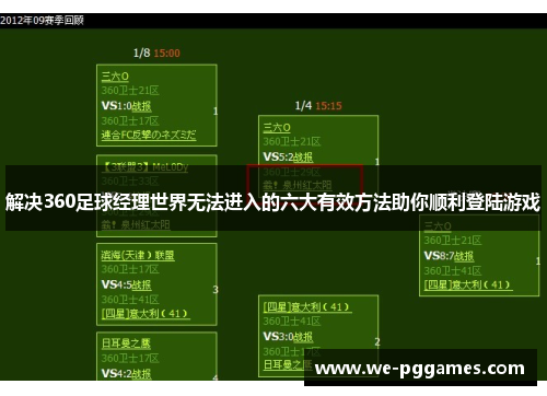 解决360足球经理世界无法进入的六大有效方法助你顺利登陆游戏